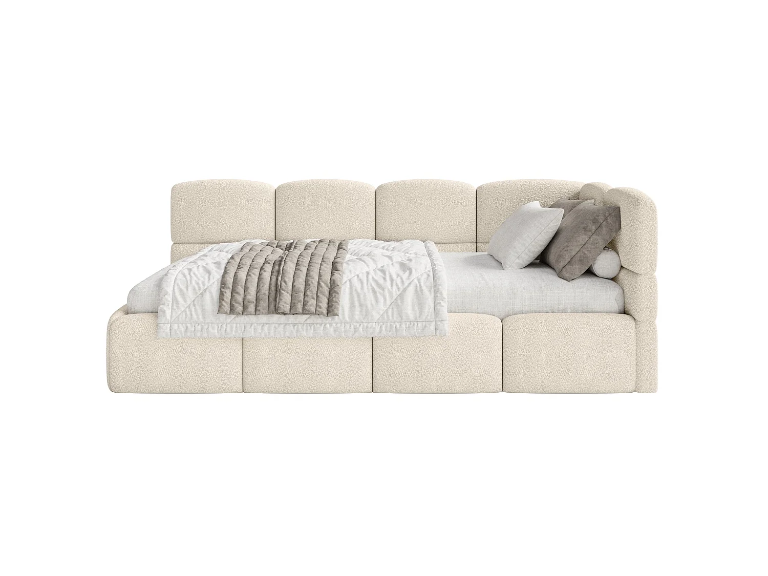 Lit ado avec rangement - beige clair- côté droit - CLOUDY