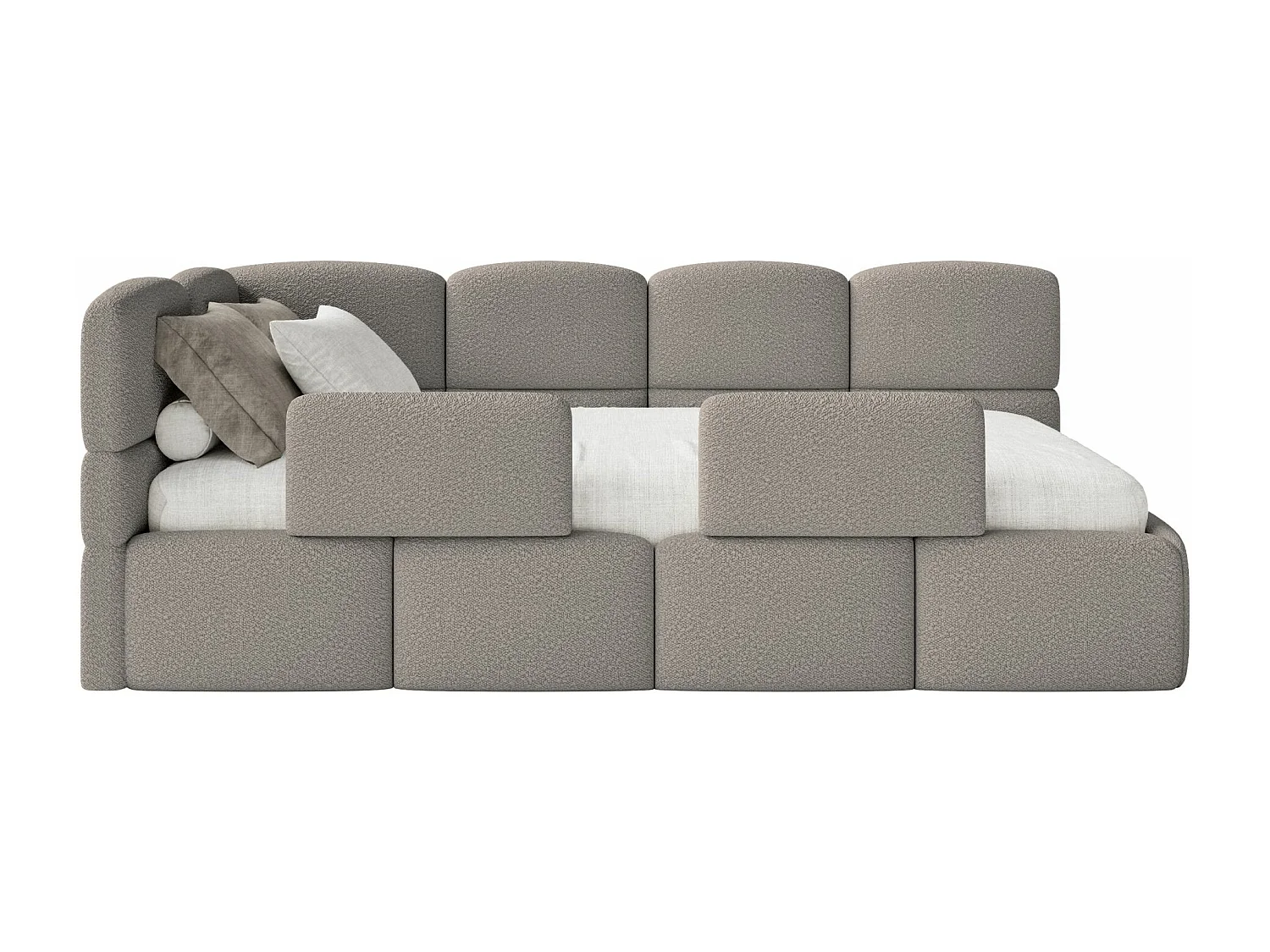 Lit ado avec rangement - gris - côté gauche - CLOUDY