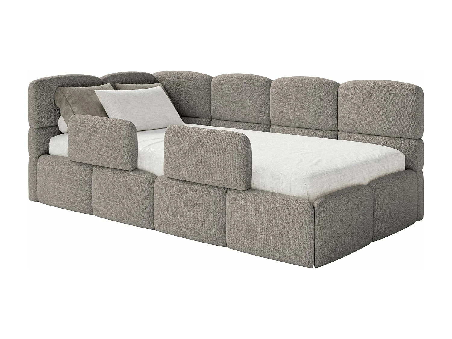 Lit ado avec rangement - gris - côté gauche - CLOUDY