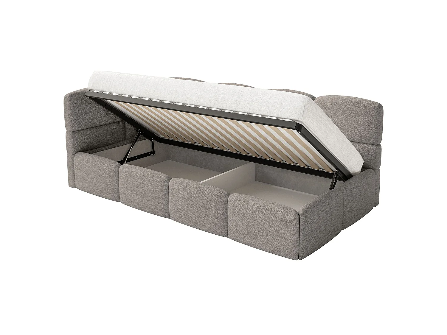 Tienerbed met opbergruimte - grijs - linkerzijde - CLOUDY