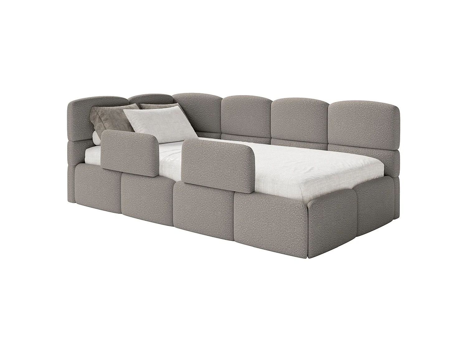 Tienerbed met opbergruimte - grijs - linkerzijde - CLOUDY