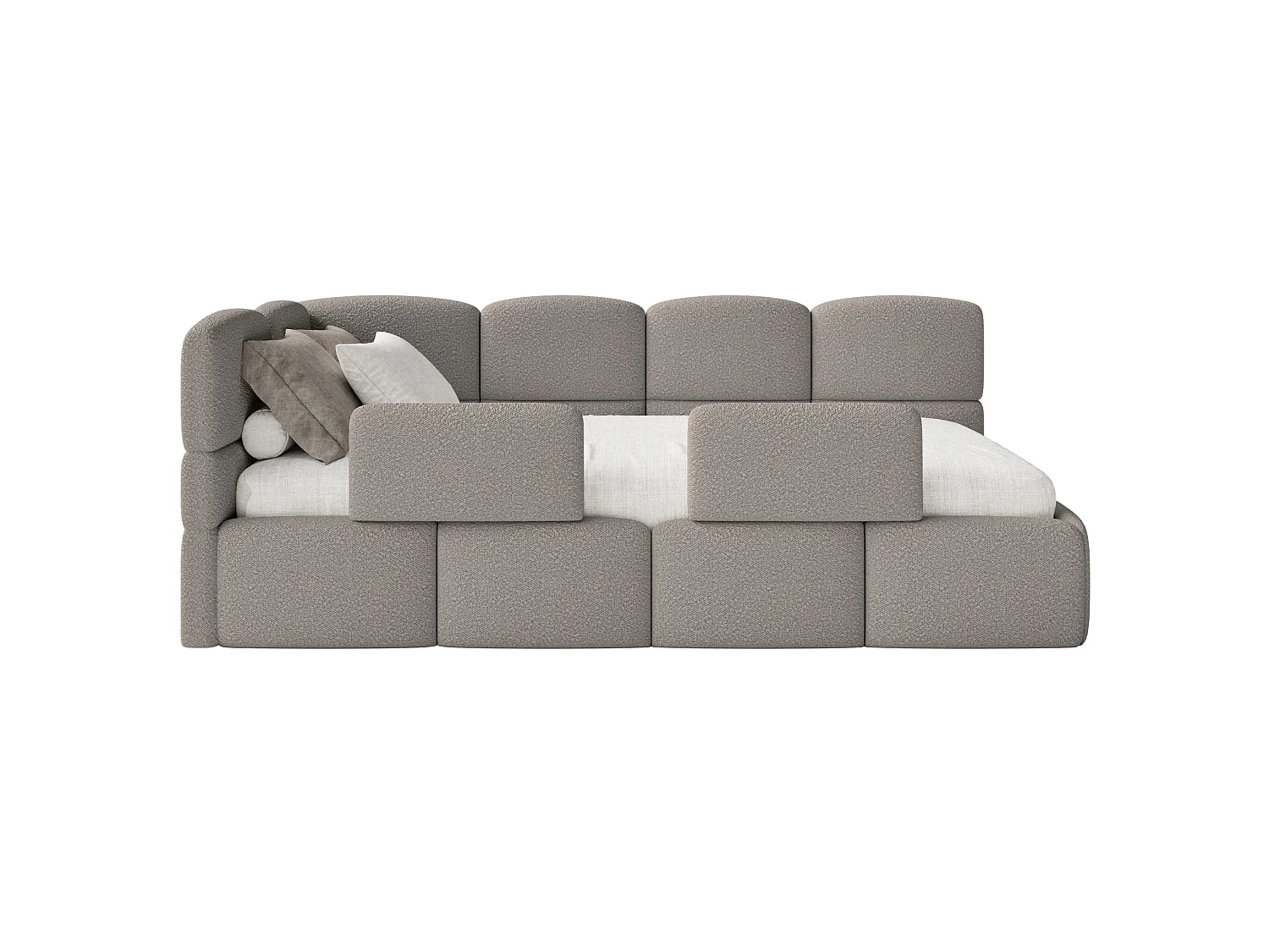 Tienerbed met opbergruimte - grijs - linkerzijde - CLOUDY