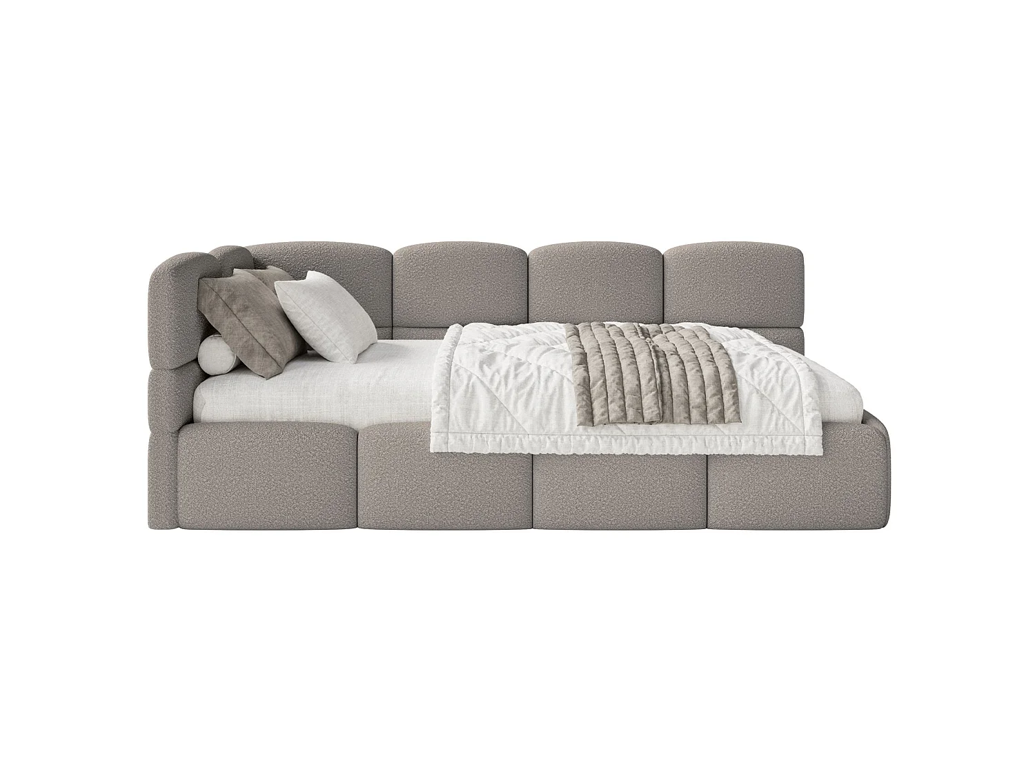 Tienerbed met opbergruimte - grijs - linkerzijde - CLOUDY