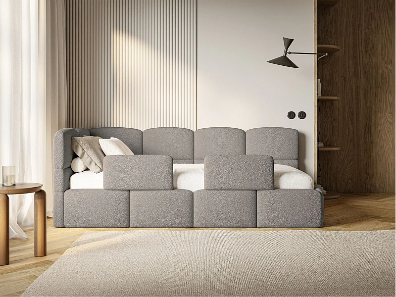 Tienerbed met opbergruimte - grijs - linkerzijde - CLOUDY