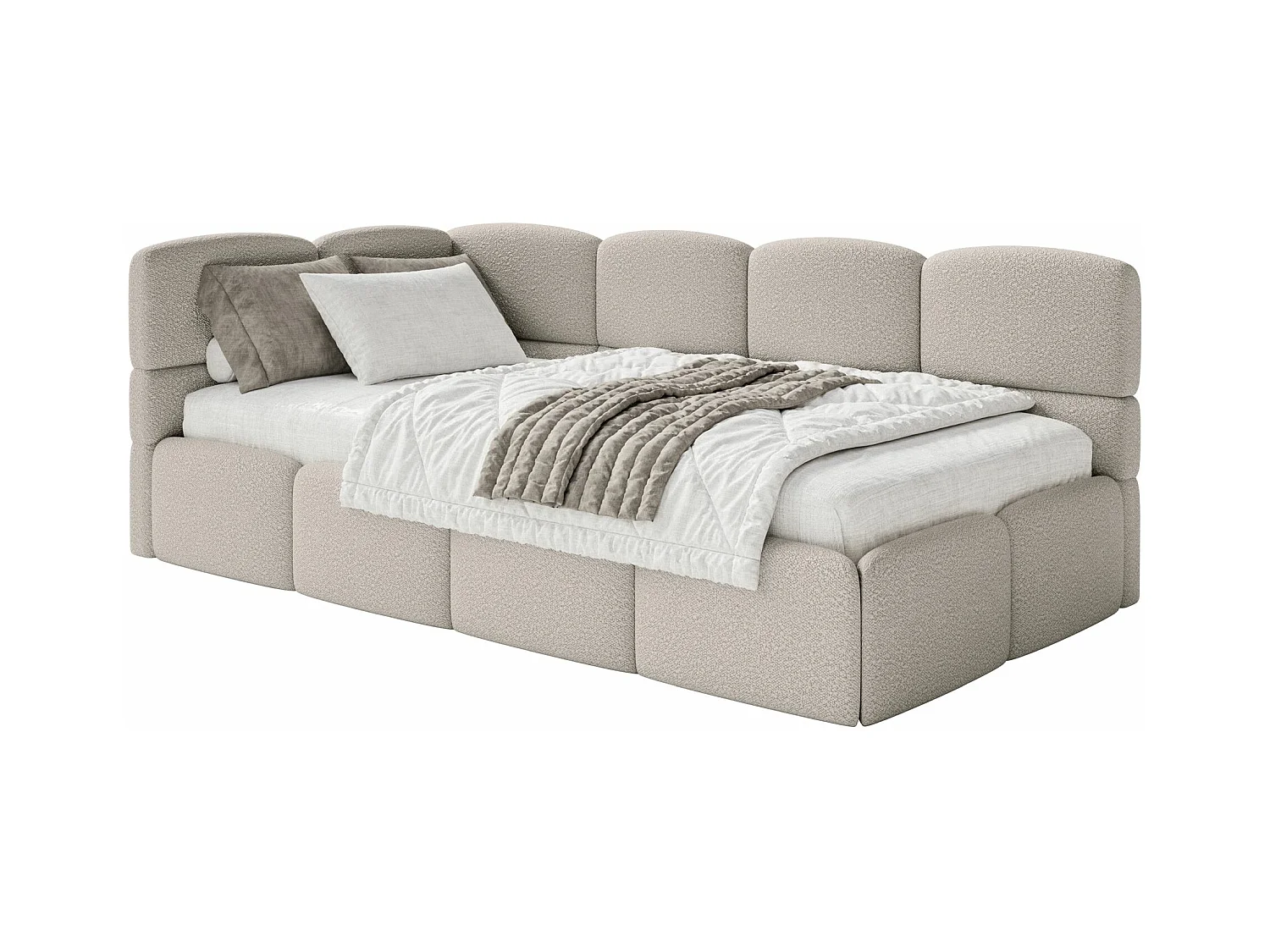 Lit ado avec rangement - grege - côté gauche - CLOUDY