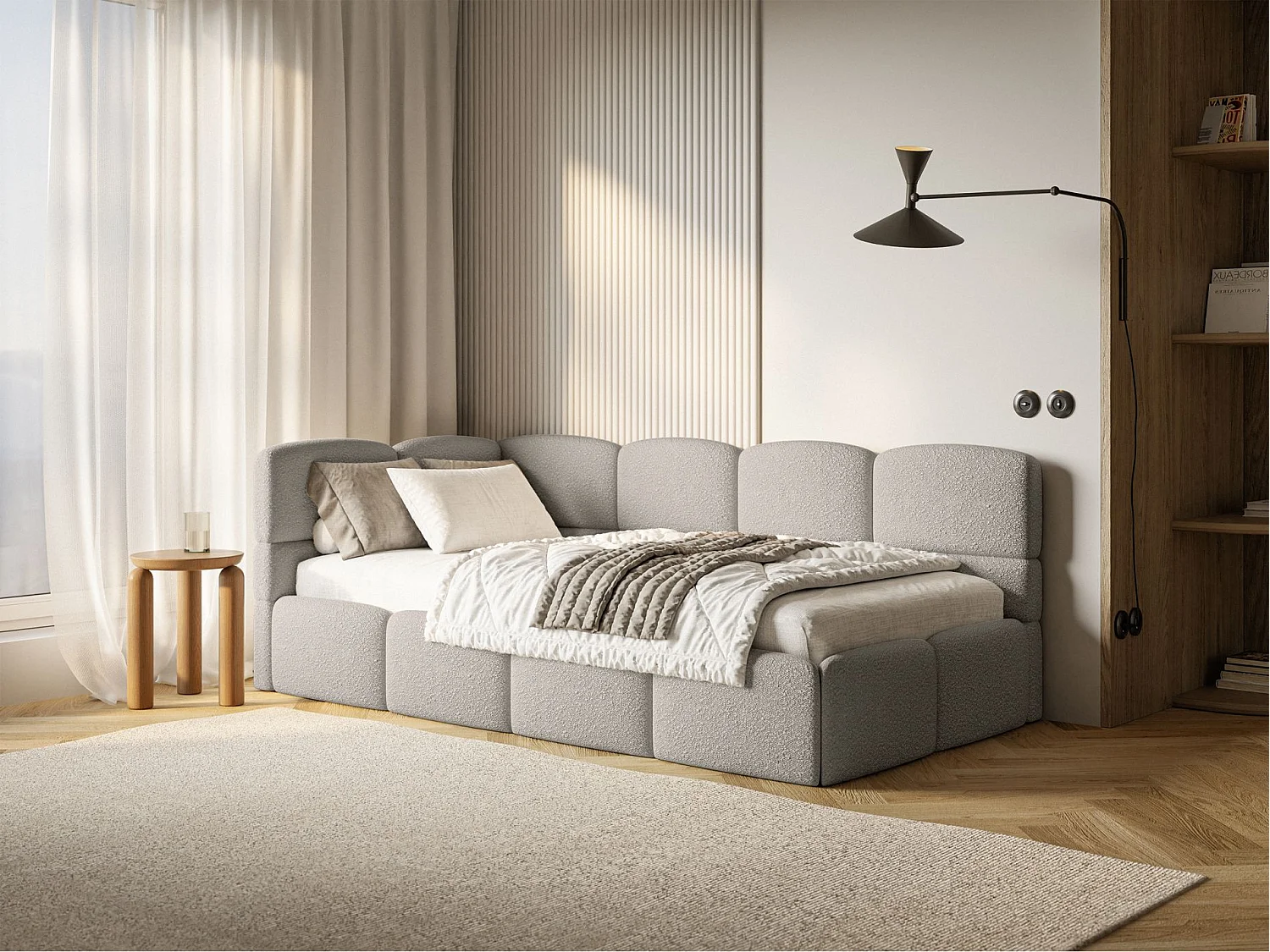 Lit ado avec rangement - grege - côté gauche - CLOUDY