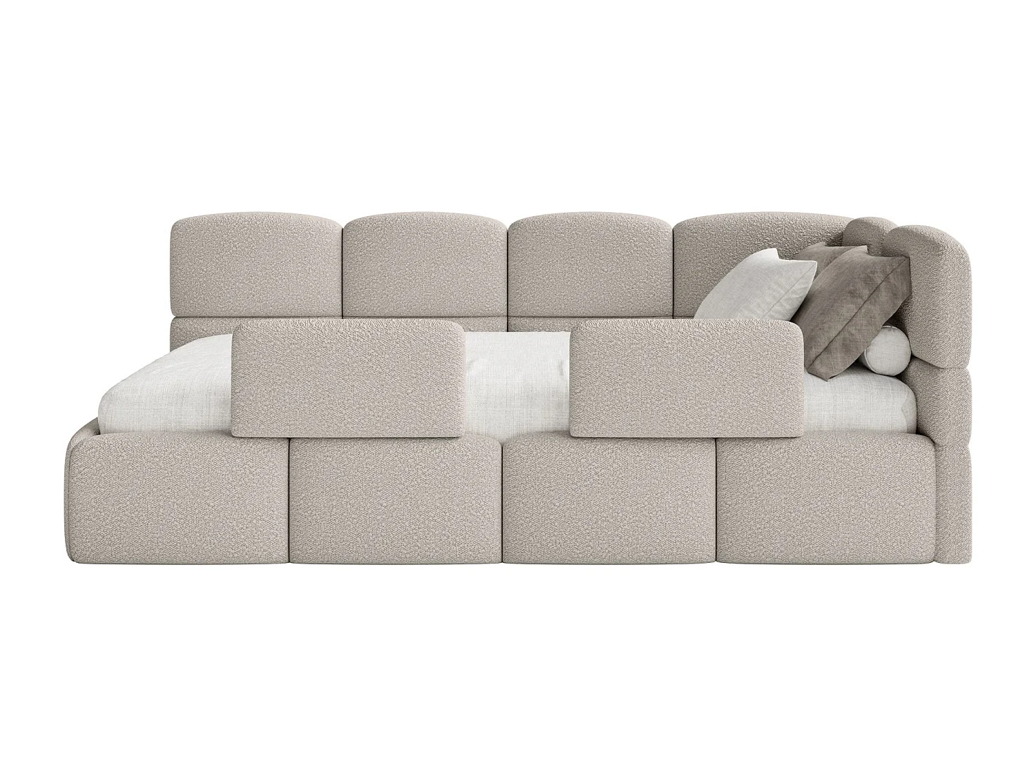 Lit ado avec coffre et barrières - grege - côté droit - CLOUDY