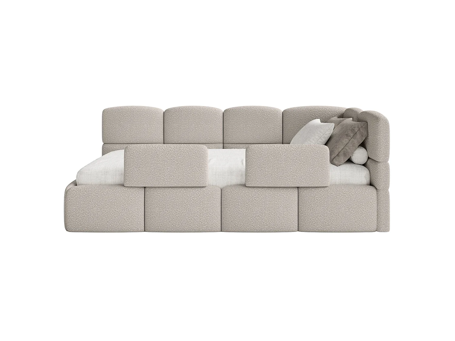 Tienerbed met opbergruimte en leuningen - Grege - rechterkant - CLOUDY