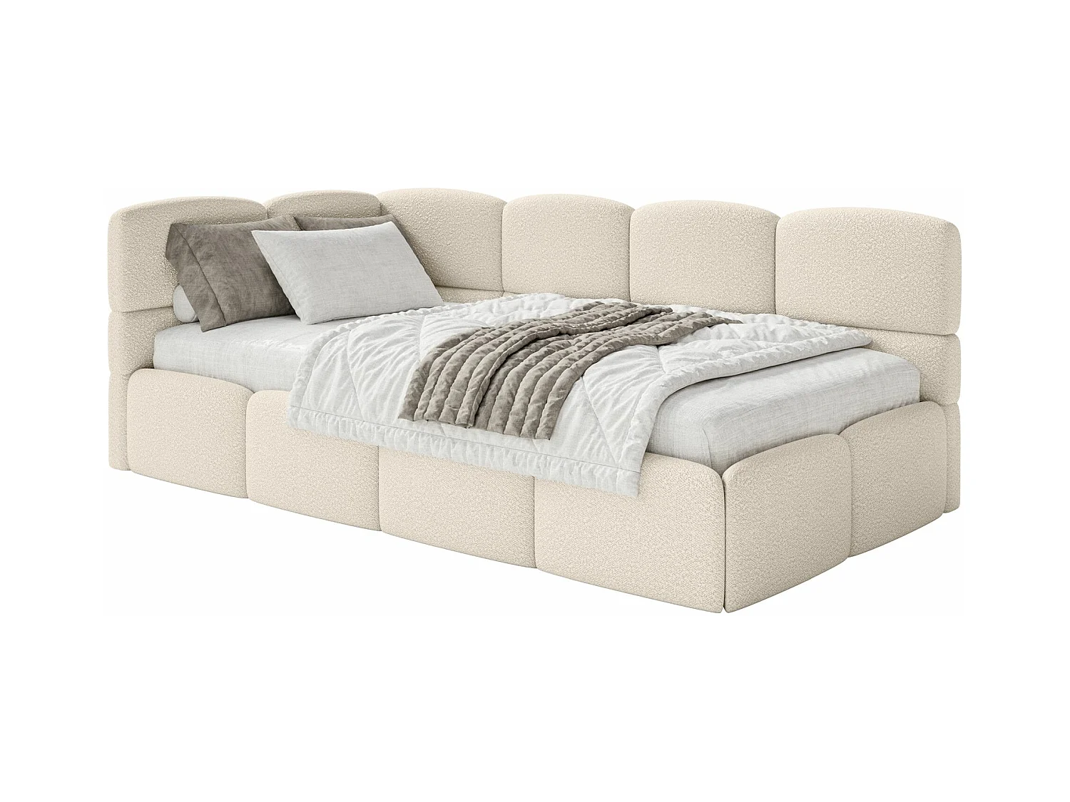 Lit ado avec rangement - beige clair- côté gauche - CLOUDY