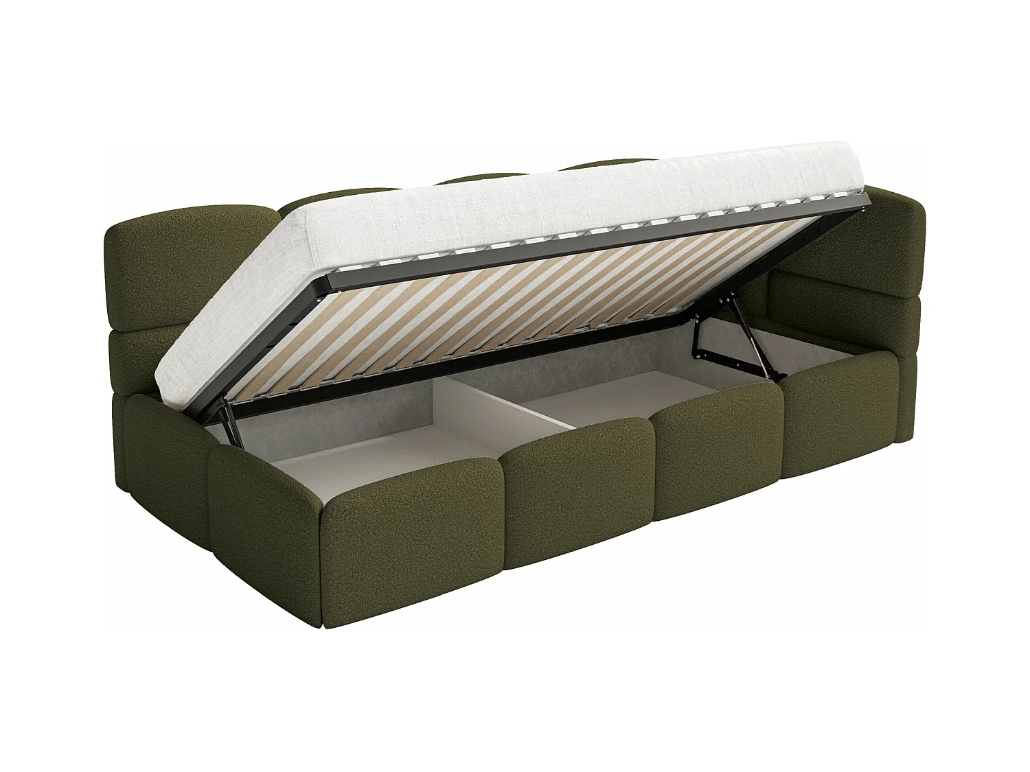 Lit ado avec rangement - olive foncé - côté droit - CLOUDY