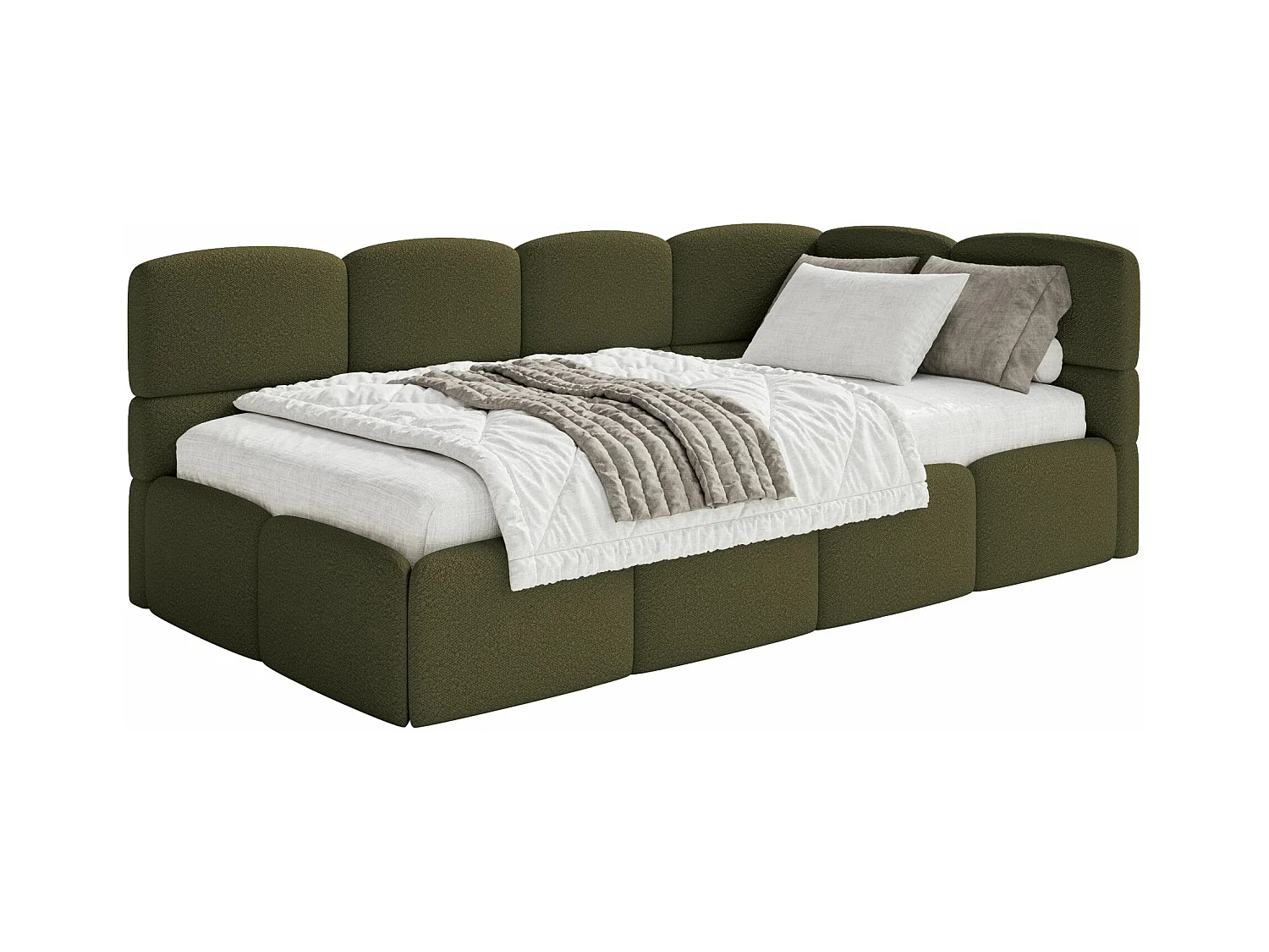 Lit ado avec rangement - olive foncé - côté droit - CLOUDY