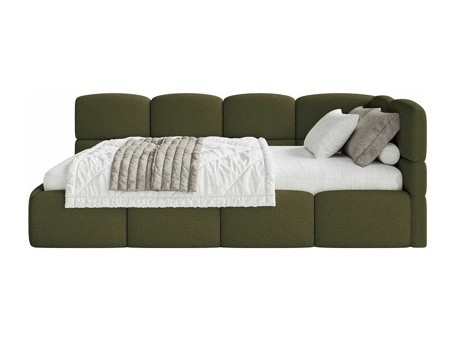 Lit ado avec rangement - olive foncé - côté droit - CLOUDY