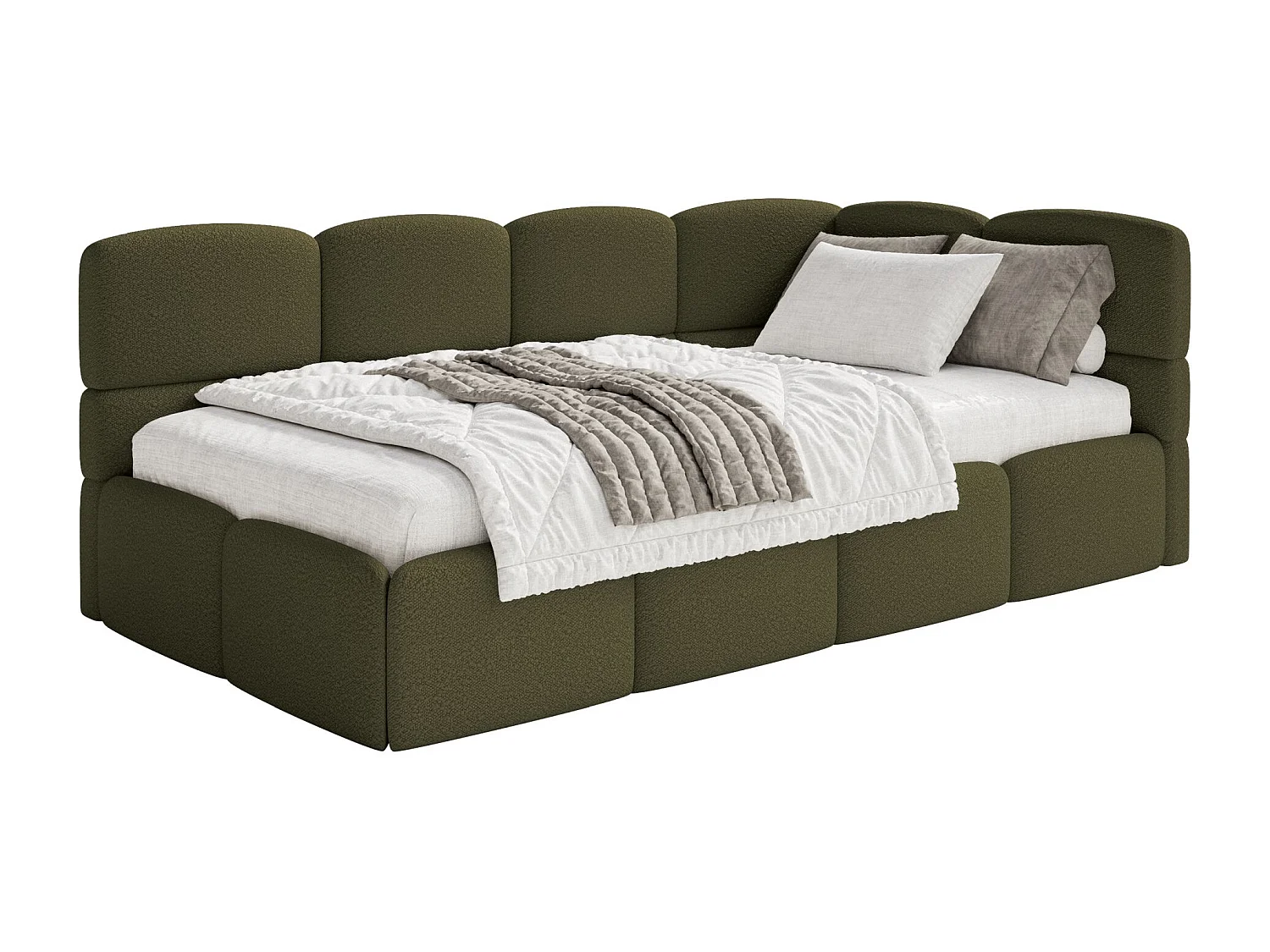 Lit ado avec rangement - olive foncé - côté droit - CLOUDY