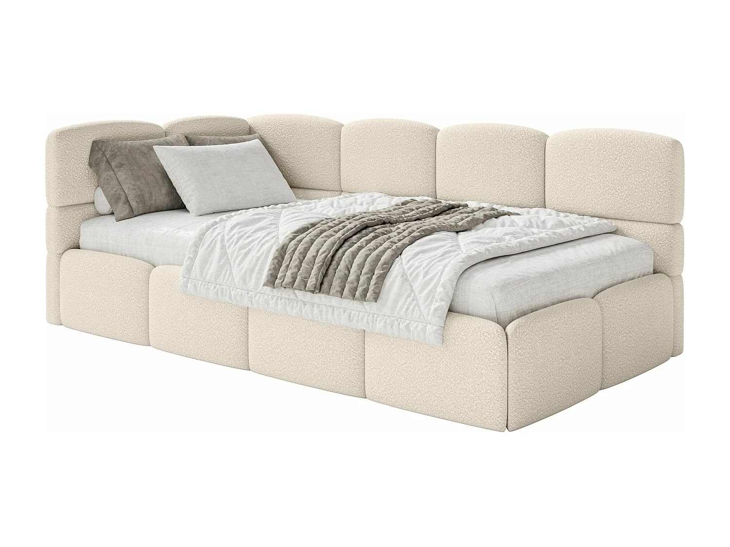 Lit ado avec rangement - beige clair- côté gauche - CLOUDY