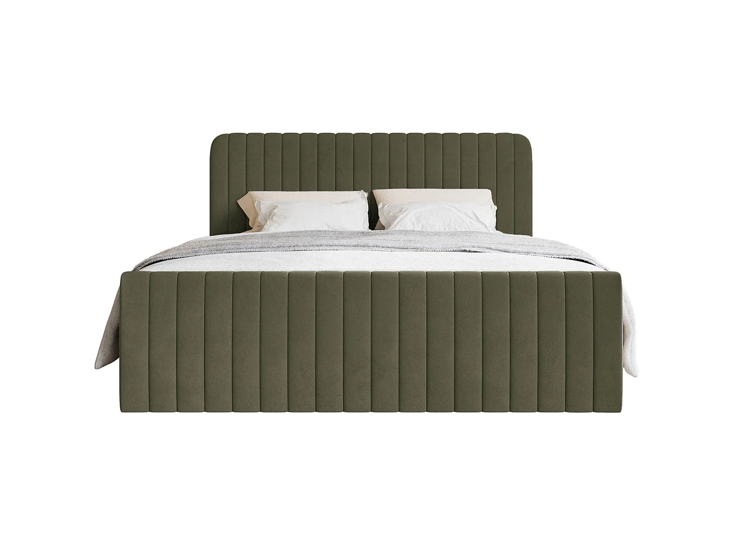 Boxspringbett 160x200 mit Bettkasten - Topper und Samtbezug - Olivgrün - SALIANO