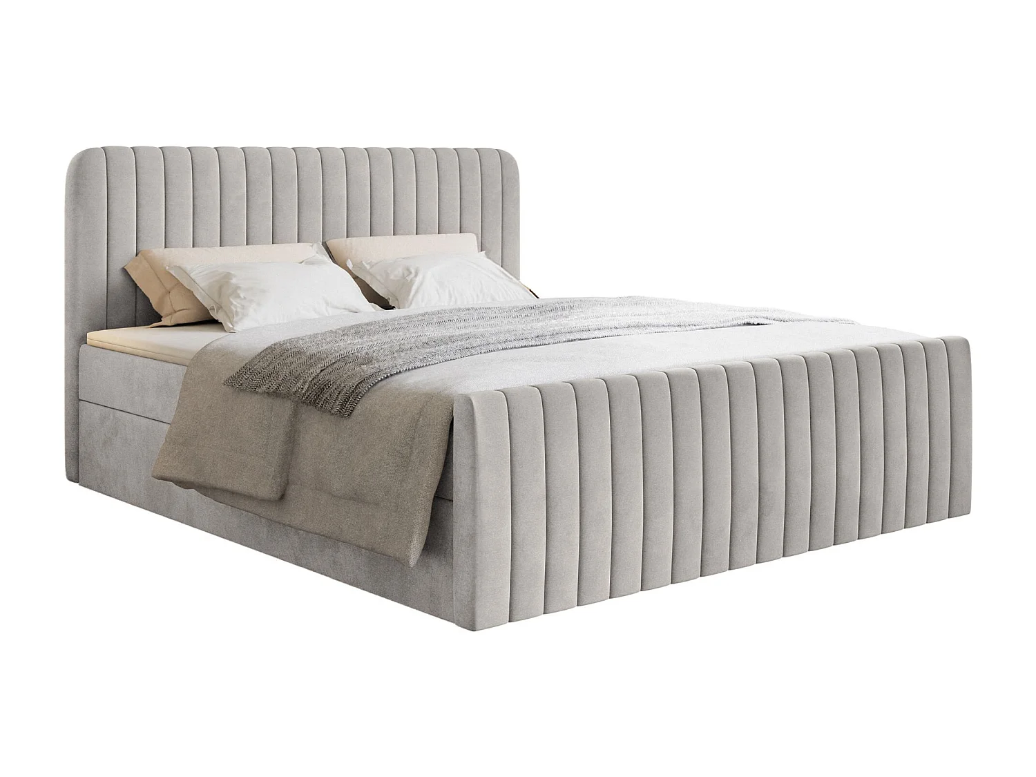 Continentaal bed met matrastopper - 180x200 cm - ruw fluweel - SALIANO