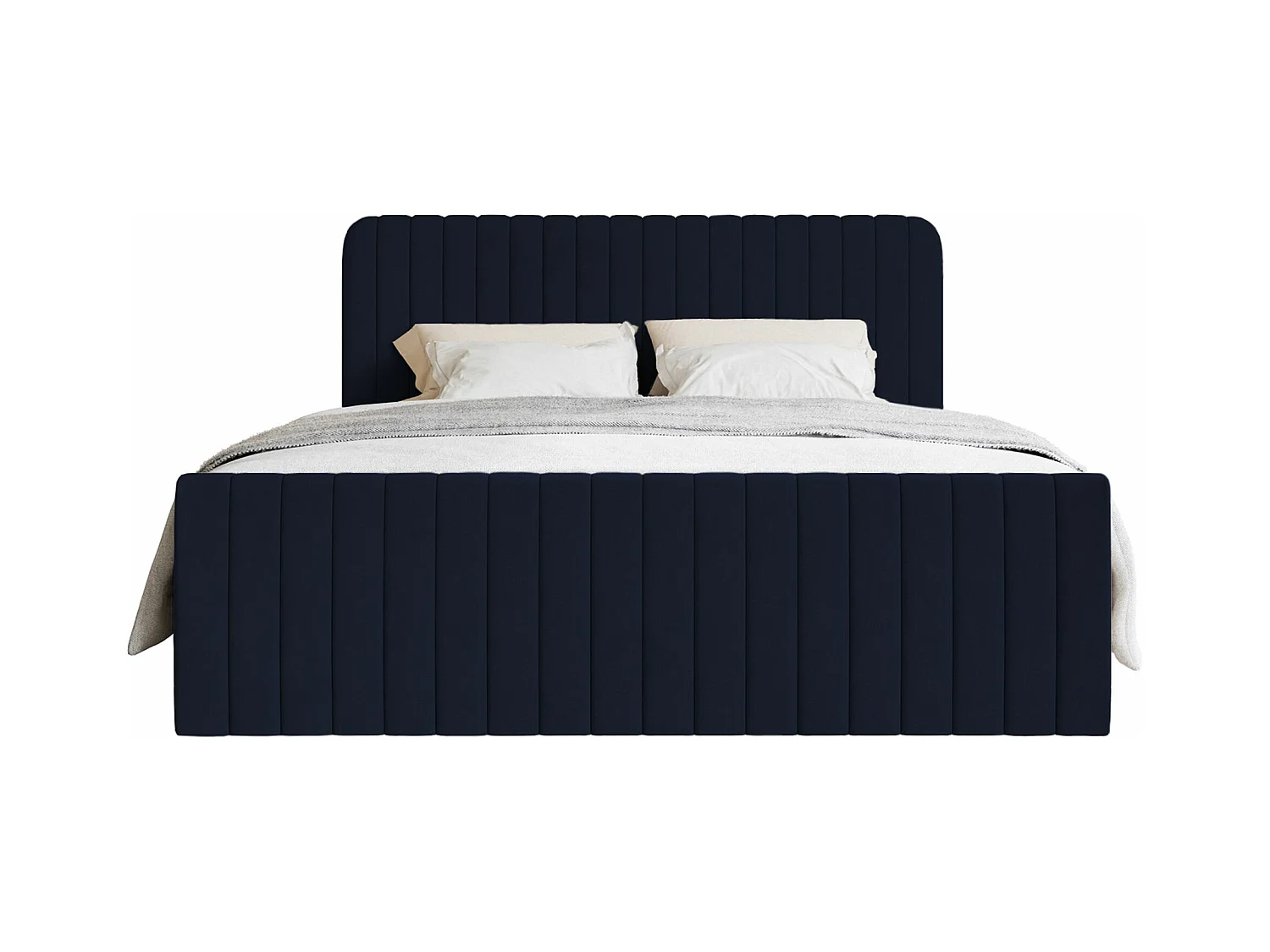 Lit continental avec surmatelas - 160x200 cm - velours marine - SALIANO