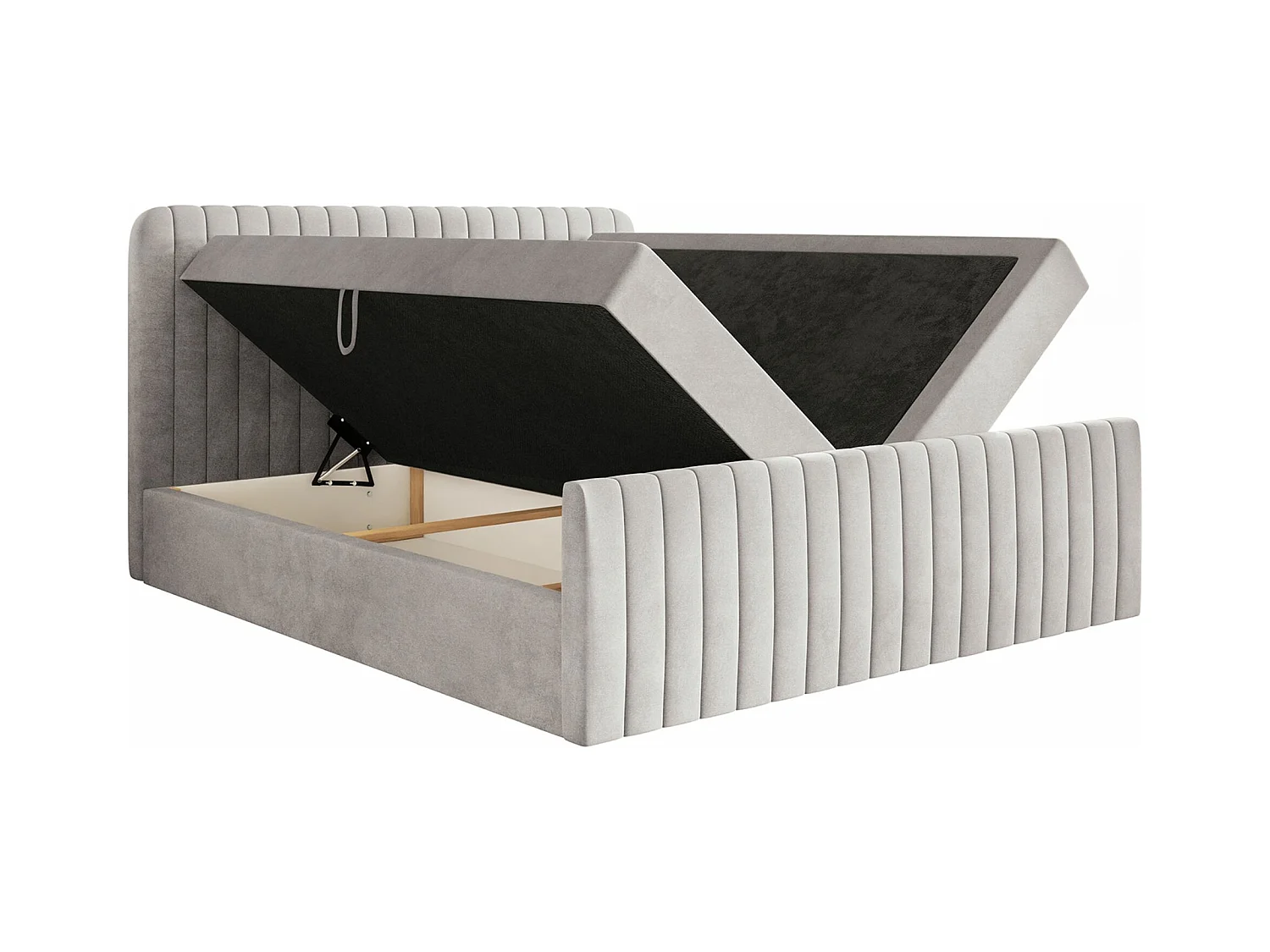 Lit continental avec surmatelas - 140x200 cm - velours grège - SALIANO