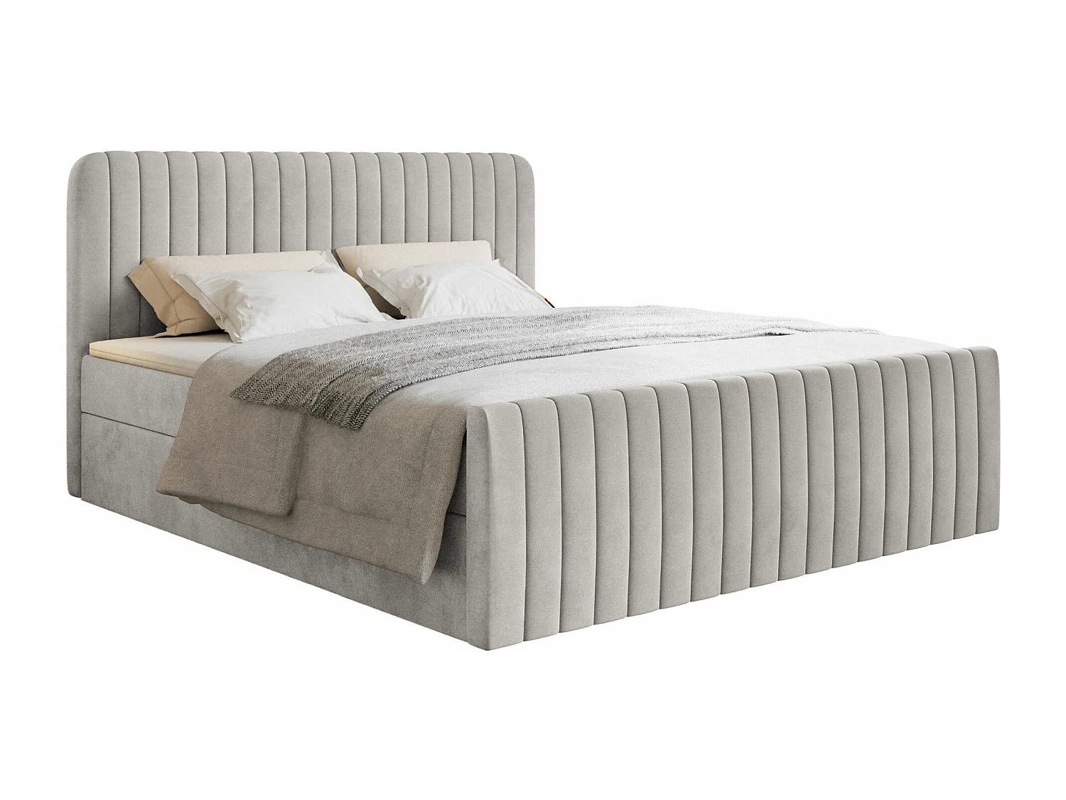 Continentaal bed met matrastopper - 140x200 cm - ruw fluweel - SALIANO
