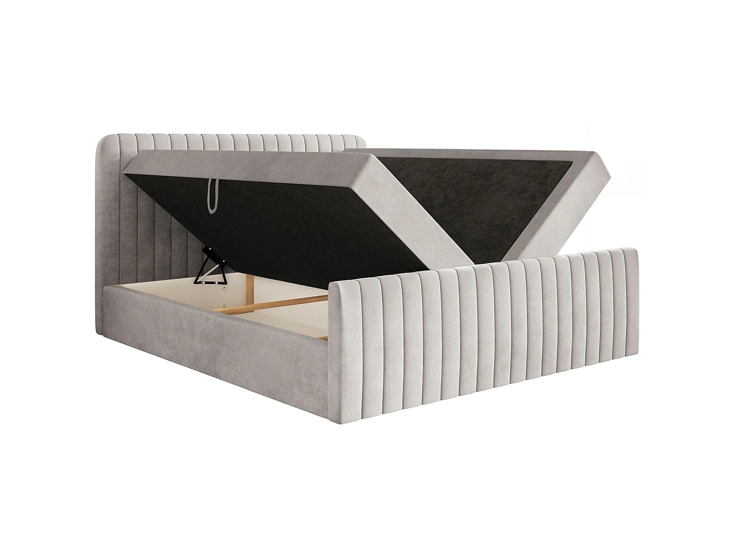 Continentaal bed met matrastopper - 140x200 cm - ruw fluweel - SALIANO