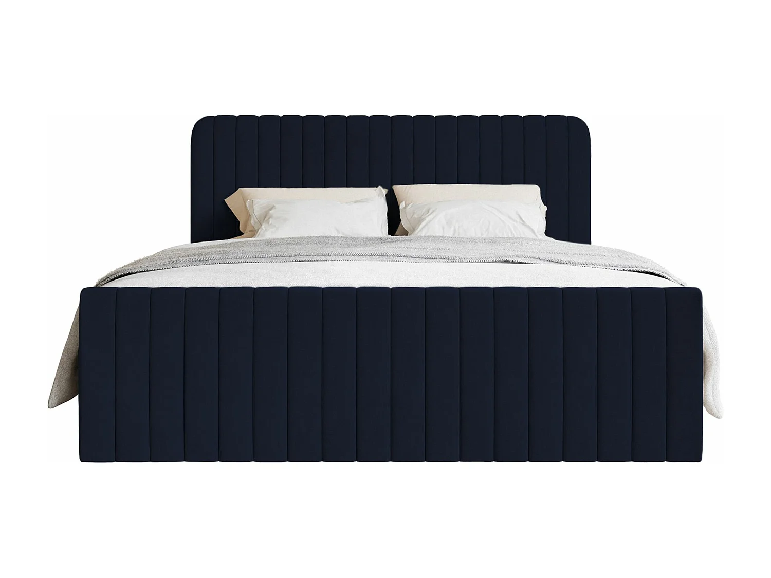 Lit continental avec surmatelas - 140x200 cm - velours marine - SALIANO