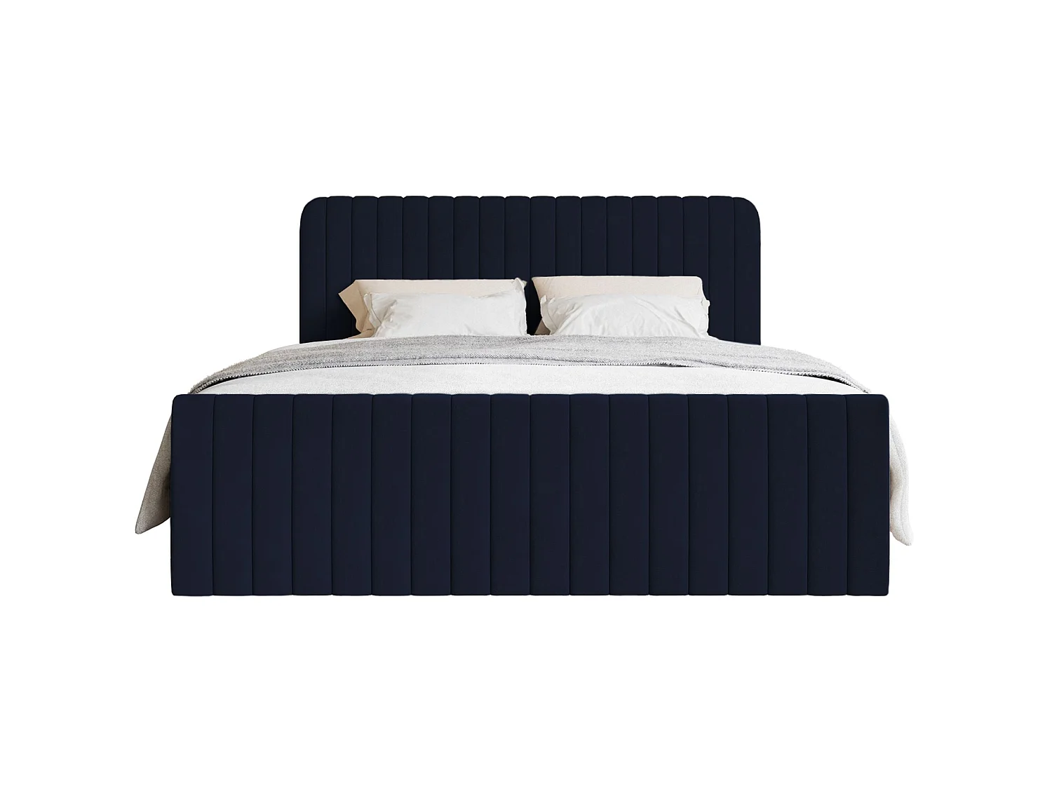 Lit continental avec surmatelas - 140x200 cm - velours marine - SALIANO