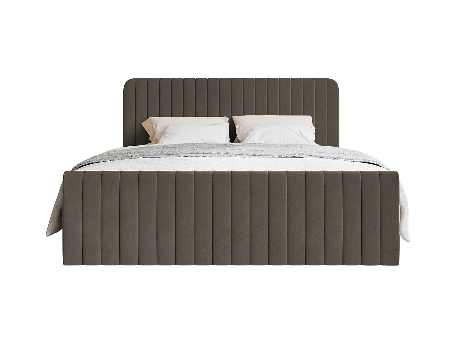 Lit continental avec surmatelas - 180x200 cm - velours brun - SALIANO
