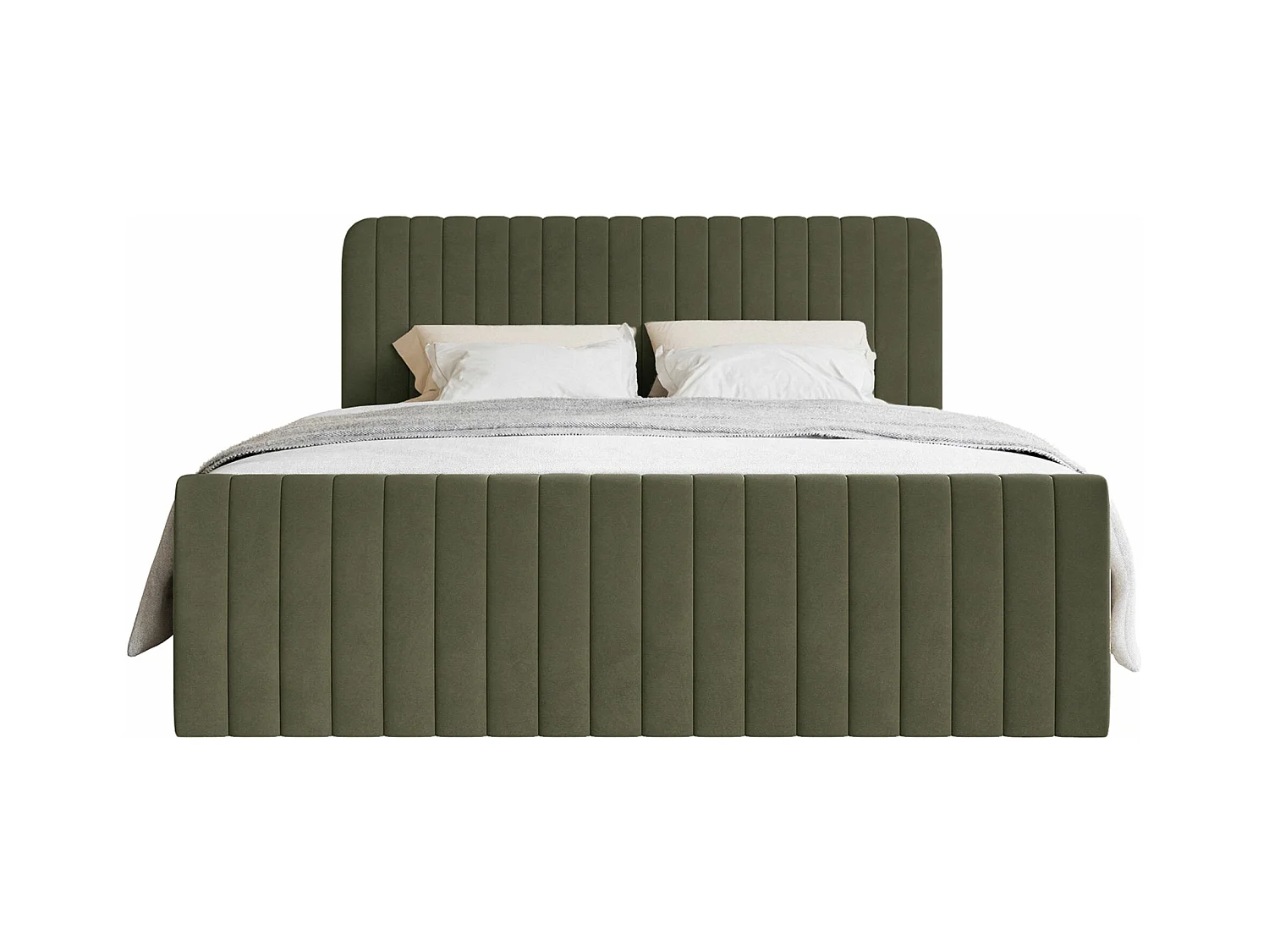 Lit continental avec surmatelas - 180x200 cm - velours olive foncé - SALIANO
