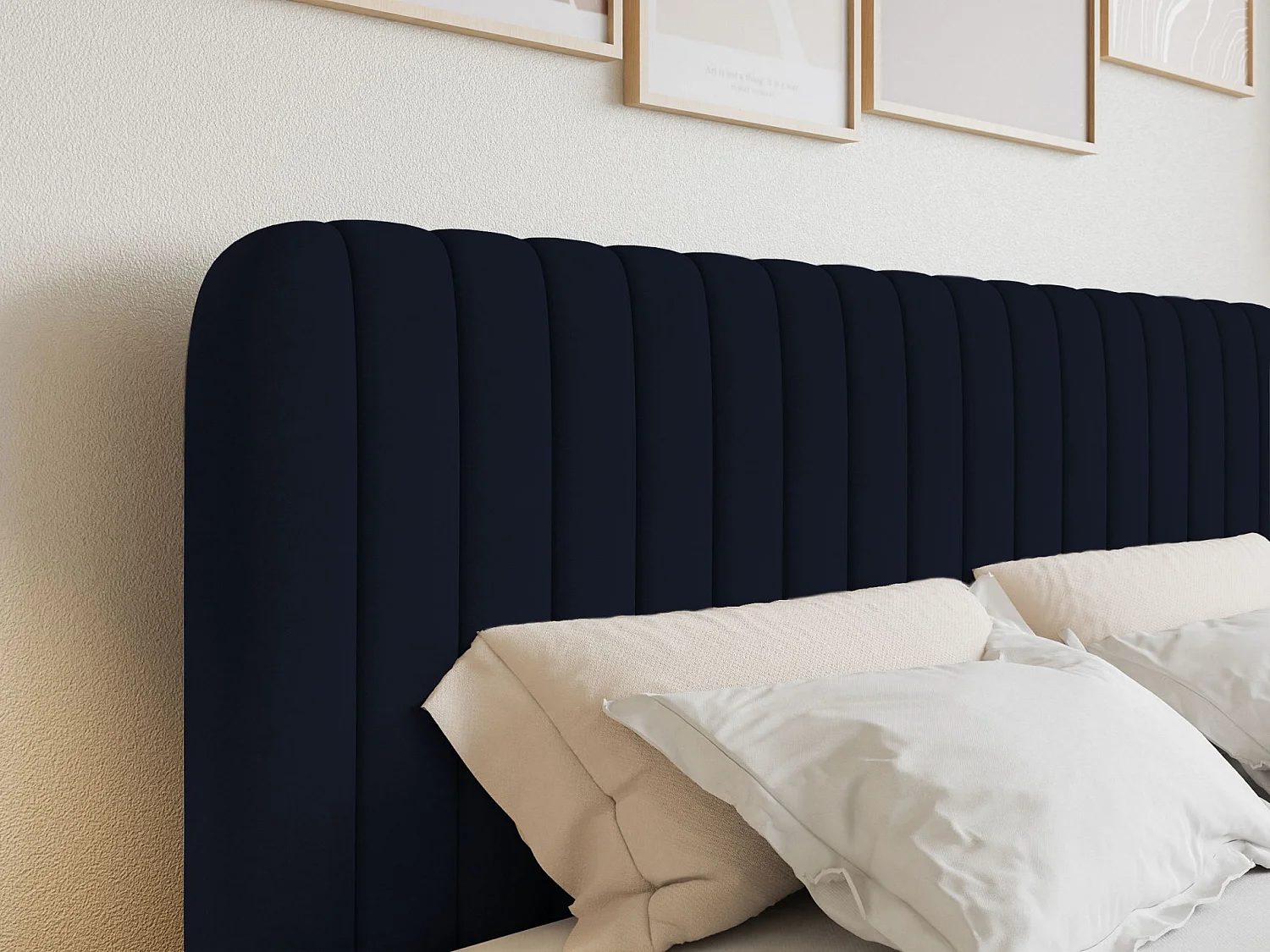 Continentaal bed met matrastopper - 180x200 cm - marineblauw fluweel - SALIANO