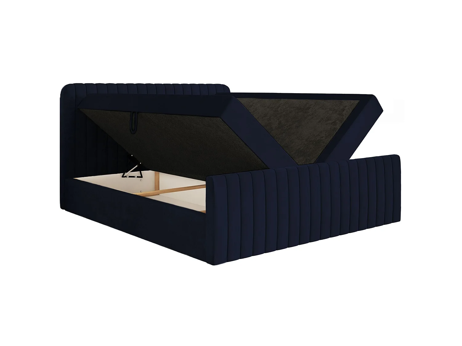 Lit continental avec surmatelas - 180x200 cm - velours marine - SALIANO