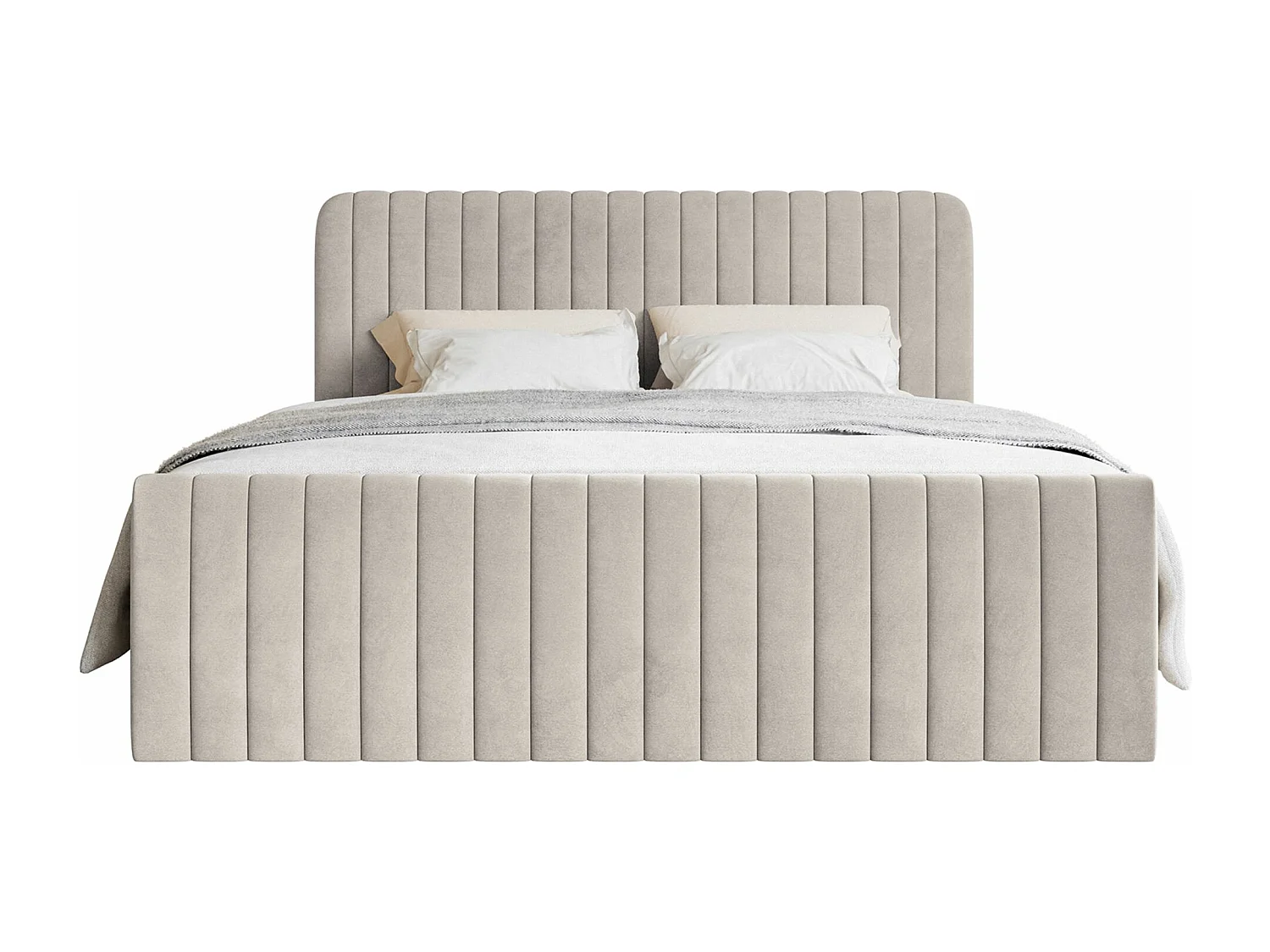 Continentaal bed met matrastopper - 140x200 cm - beige fluweel - SALIANO
