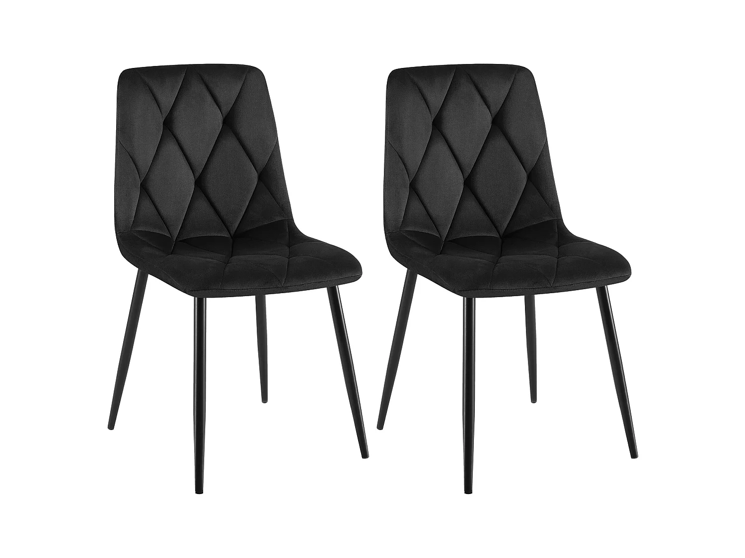 Lot de 2  chaise salle à manger - Velours - Noir - Clairton