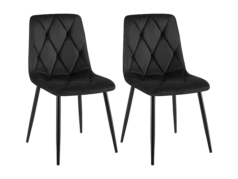 Lot de 2  chaise salle à manger - Velours - Noir - Clairton