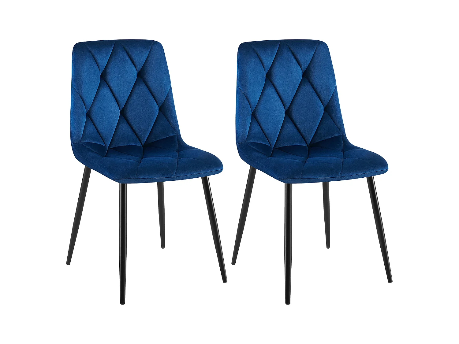 Lot de 2  chaise salle à manger - Velours - Bleu foncé - Clairton