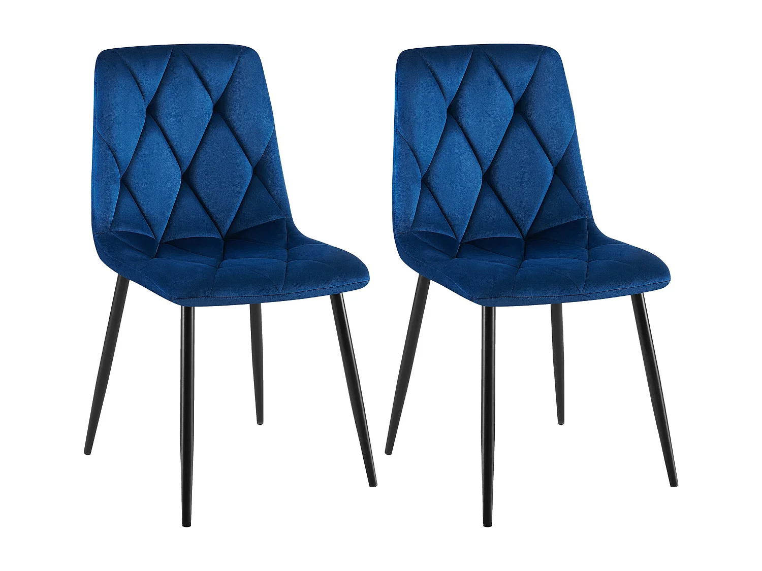 Lot de 2  chaise salle à manger - Velours - Bleu foncé - Clairton