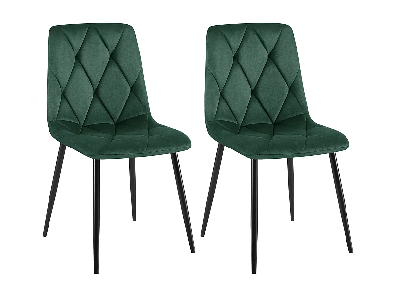 Lot de 2  chaise salle à manger - Velours - Vert - Clairton