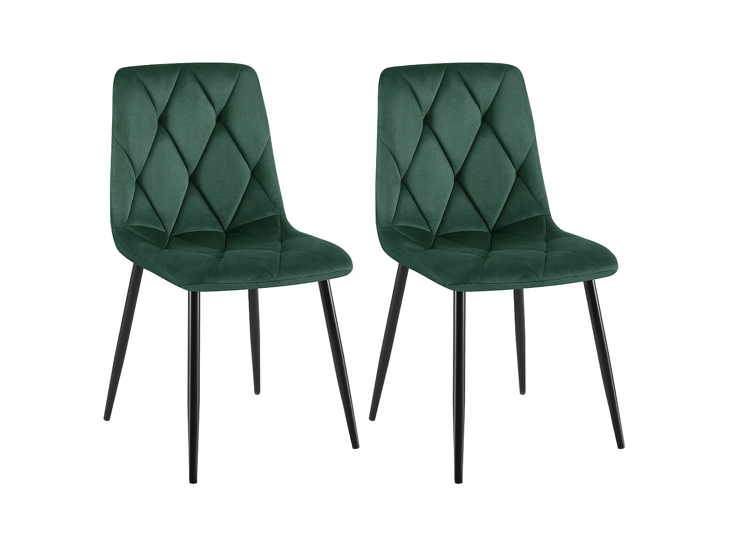 Lot de 2  chaise salle à manger - Velours - Vert - Clairton