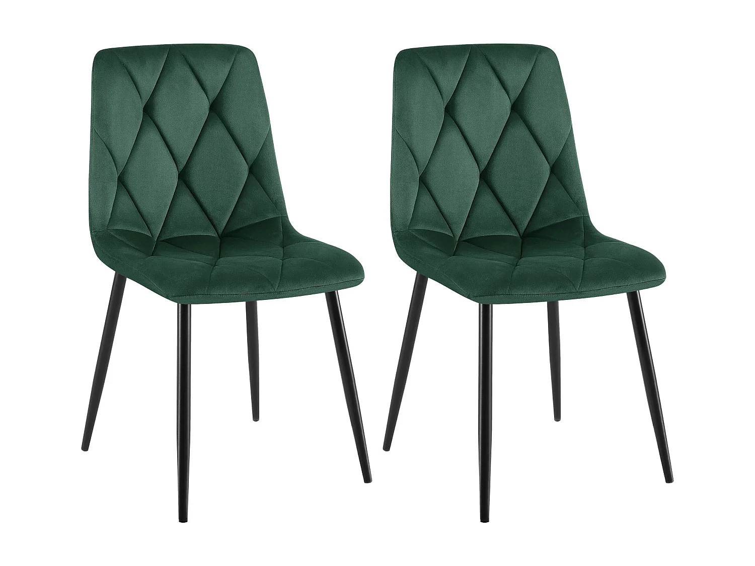 Lot de 2  chaise salle à manger - Velours - Vert - Clairton