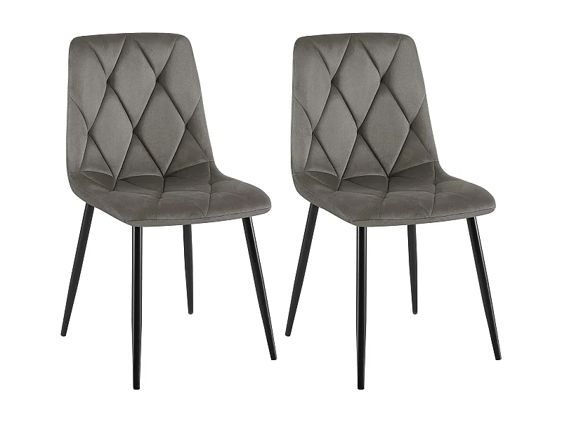 Lot de 2  chaise salle à manger - Velours - Anthracite - Clairton