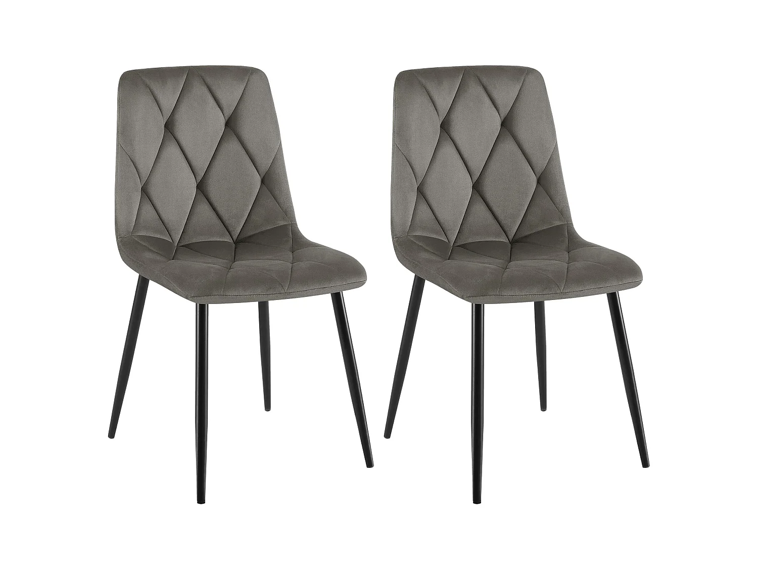 Lot de 2  chaise salle à manger - Velours - Anthracite - Clairton