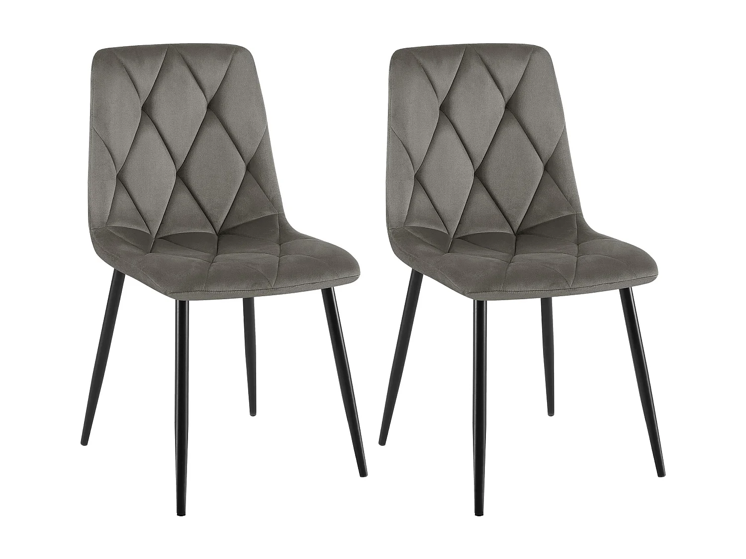 Lot de 2  chaise salle à manger - Velours - Anthracite - Clairton