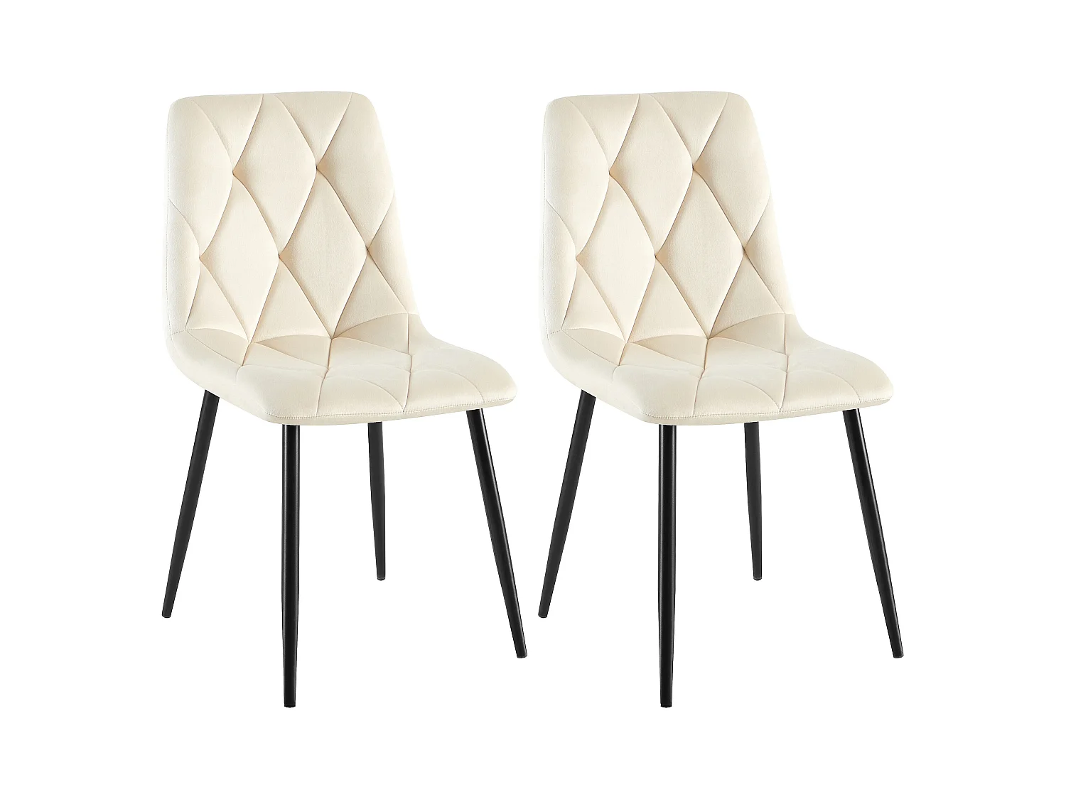 Lot de 2  chaise salle à manger - Velours - Crème - Clairton