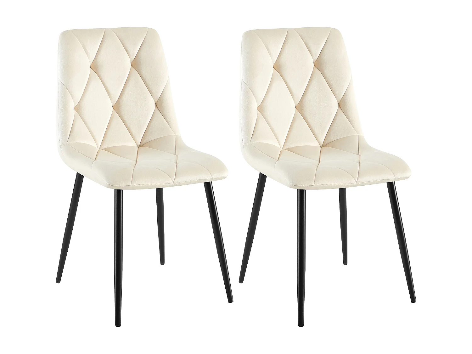 Lot de 2  chaise salle à manger - Velours - Crème - Clairton