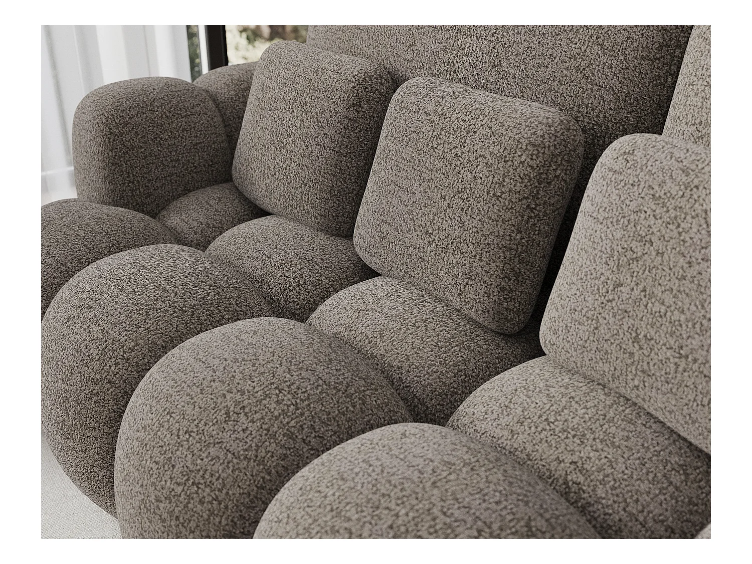 3 Pers. Couch Elon/Stoffbezug-Bouclé/Graubeige