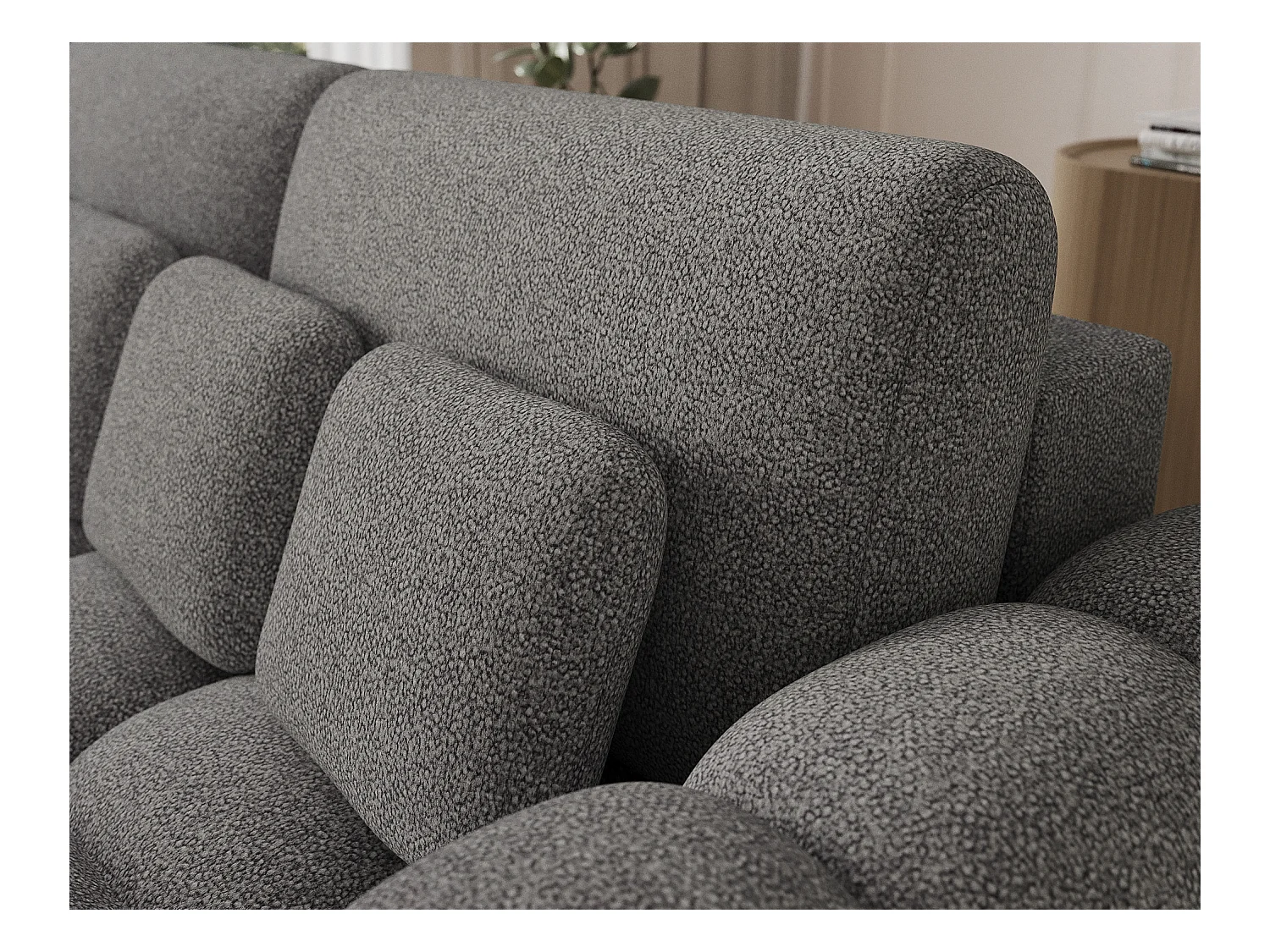 3 Pers. Couch Elon/Stoffbezug-bouclé/Grau