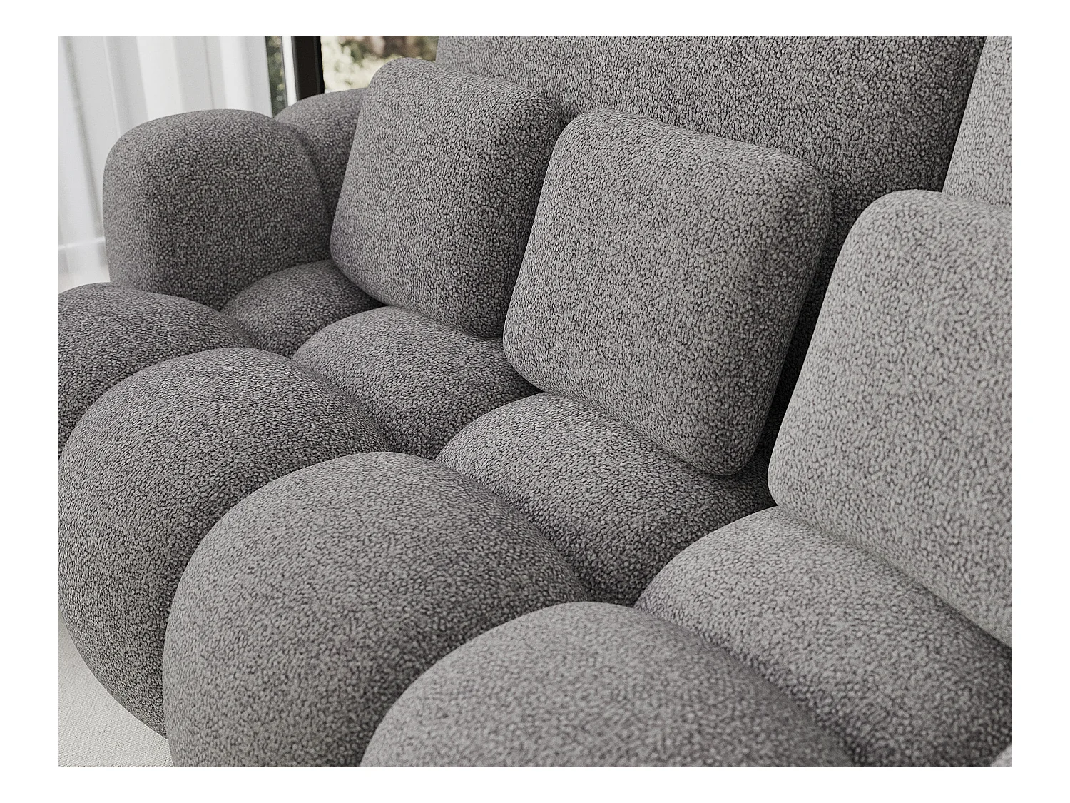 3 Pers. Couch Elon/Stoffbezug-bouclé/Grau