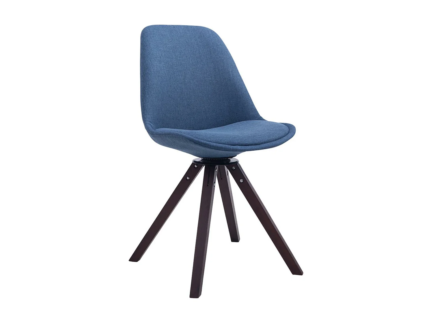 chaise salle à manger - Tissu & Noyer - Bleu - Troyes