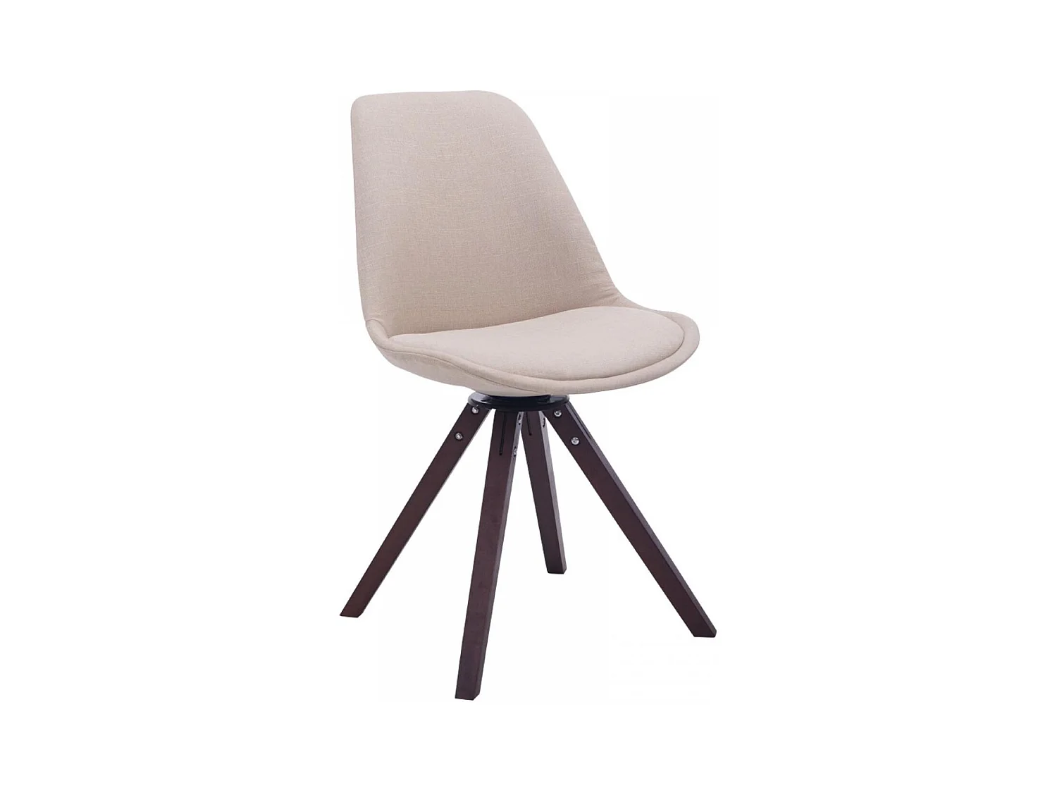 chaise salle à manger - Tissu & Noyer - Crème - Troyes