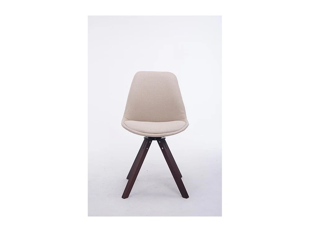 chaise salle à manger - Tissu & Noyer - Crème - Troyes