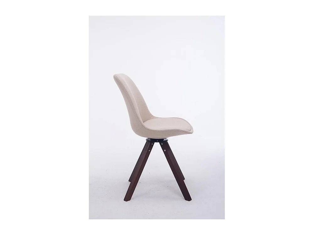 chaise salle à manger - Tissu & Noyer - Crème - Troyes